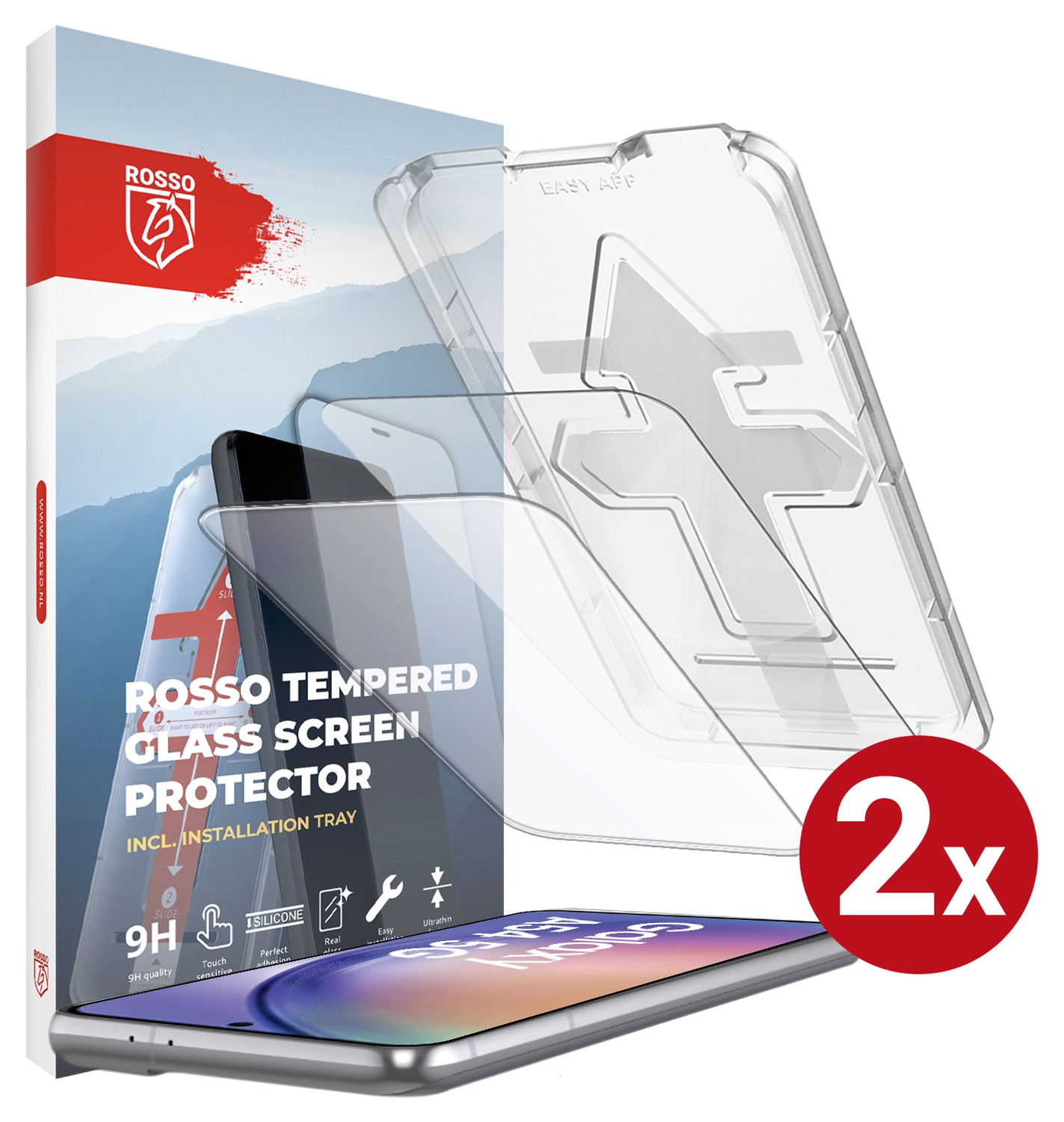 Rosso Samsung Galaxy A54 Tempered Glass met Installatietray (2-Pack) afbeelding 1