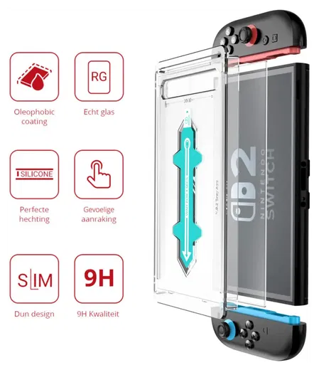 Rosso Nintendo Switch 2 Tempered Glass met Installatietray (2-Pack) afbeelding 2