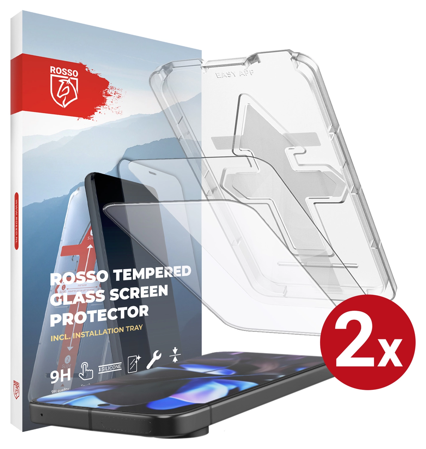 Rosso Google Pixel 10 (Pro) / 9 (Pro) Tempered Glass met Installatietray 2-Pack afbeelding 1