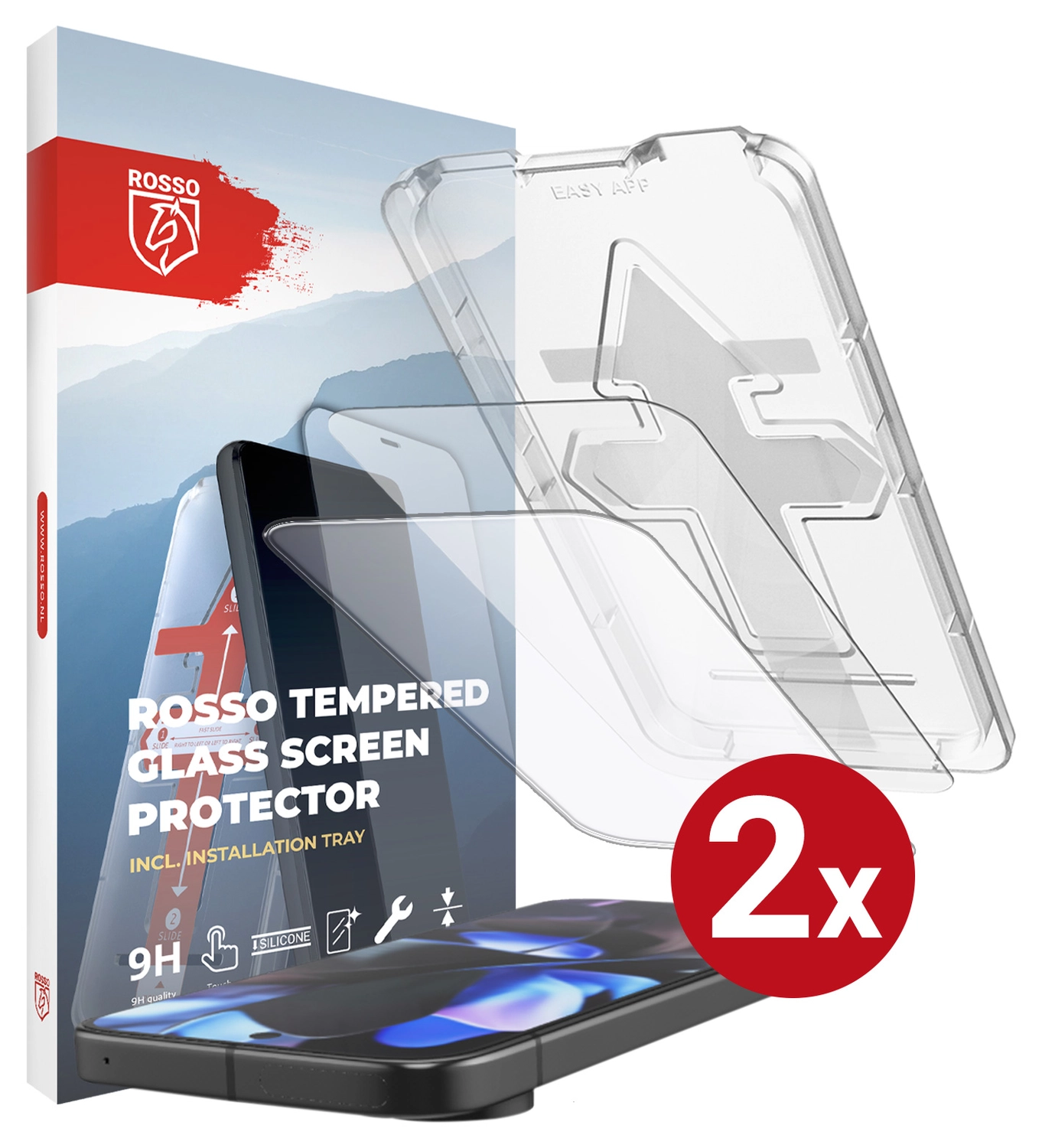 Rosso Google Pixel 10 (Pro) / 9 (Pro) Tempered Glass met Installatietray 2-Pack afbeelding 13