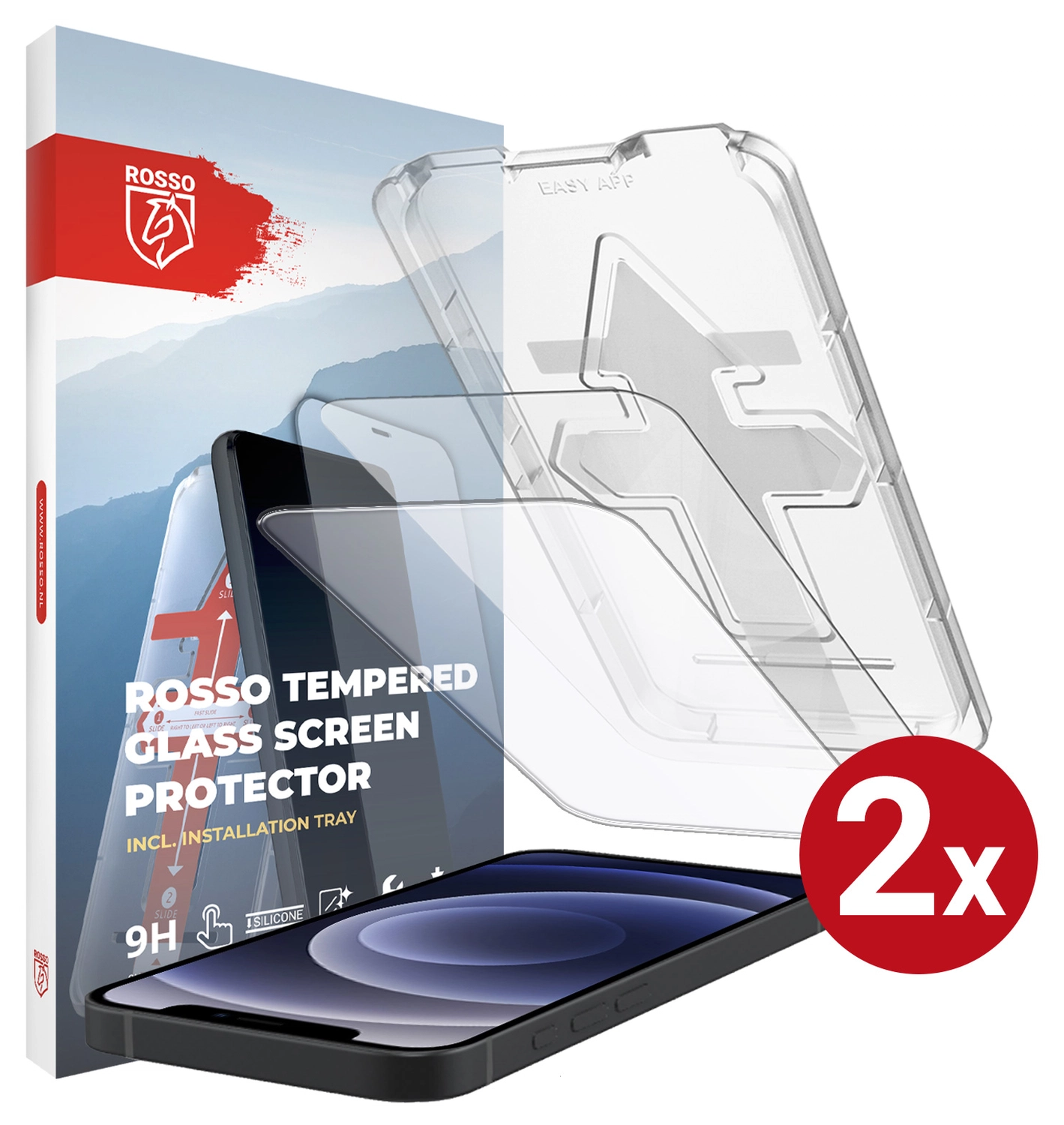 Rosso Apple iPhone 12 / 12 Pro Tempered Glass met Installatietray (2-Pack) afbeelding 1