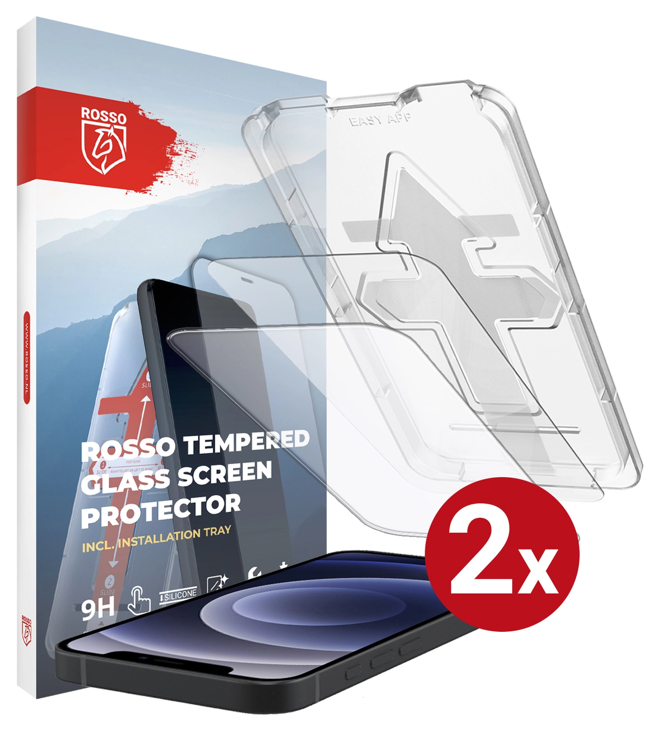 Rosso Apple iPhone 12 / 12 Pro Tempered Glass met Installatietray (2-Pack) afbeelding 12
