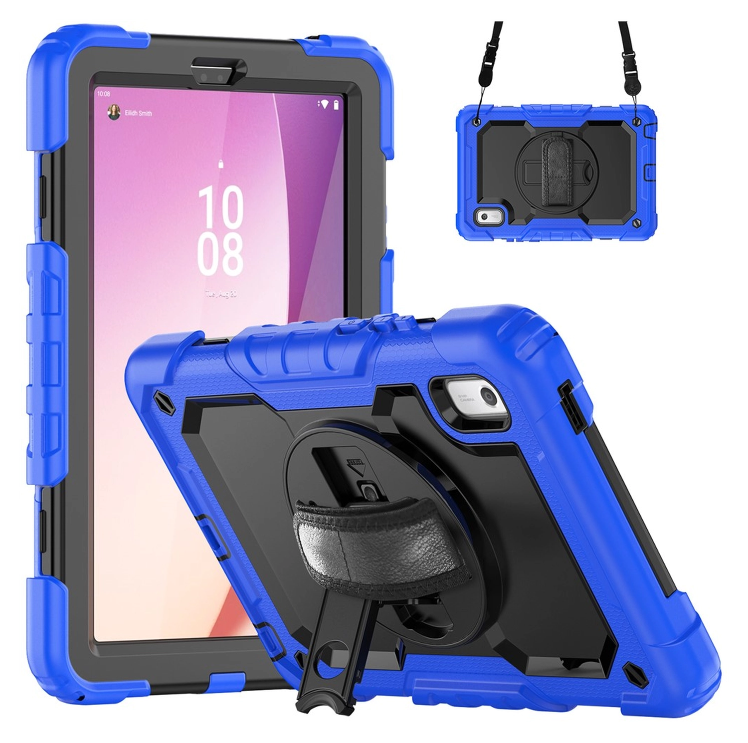 Lenovo Tab One Hoes met Ingebouwde Screen Protector en Handriem Blauw afbeelding 1