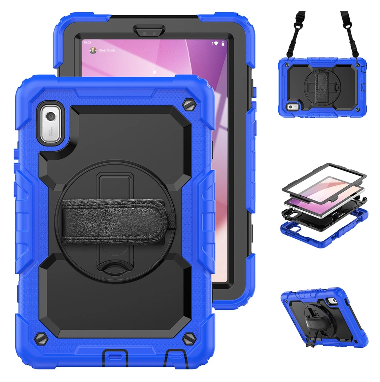 Lenovo Tab One Hoes met Ingebouwde Screen Protector en Handriem Blauw afbeelding 2