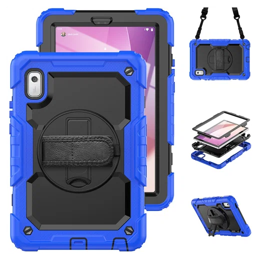 Lenovo Tab One Hoes met Ingebouwde Screen Protector en Handriem Blauw afbeelding 2