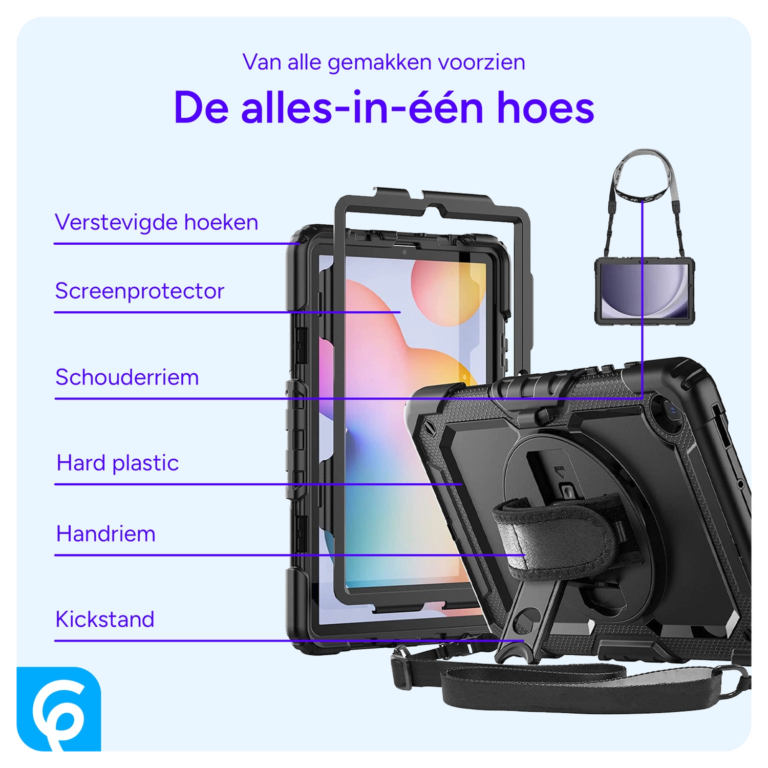 Lenovo Tab One Hoes met Ingebouwde Screen Protector en Handriem Blauw afbeelding 4