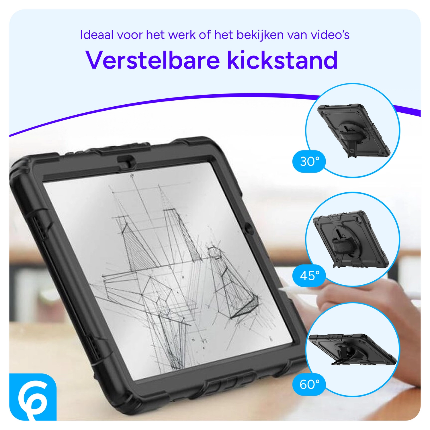 Lenovo Tab One Hoes met Ingebouwde Screen Protector en Handriem Blauw afbeelding 8
