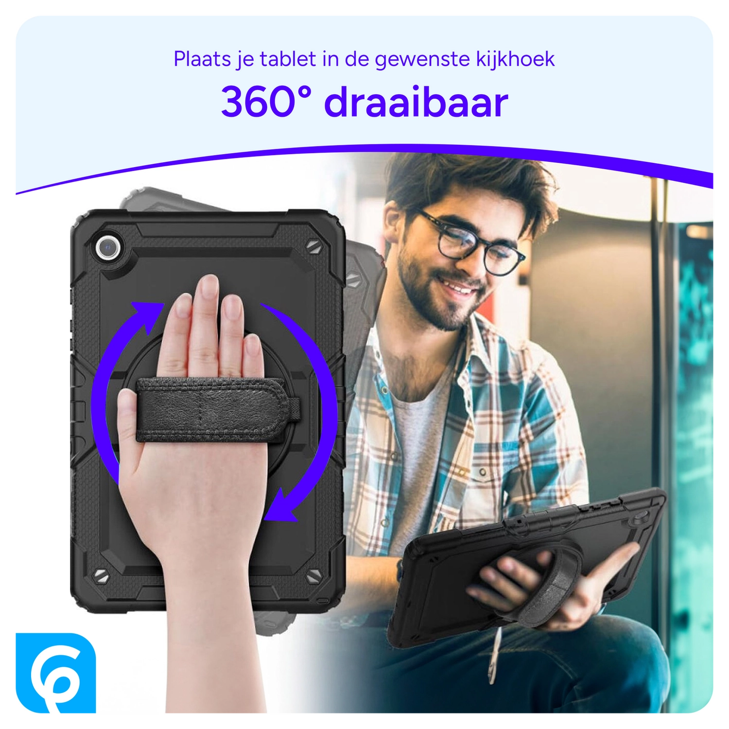 Lenovo Tab One Hoes met Ingebouwde Screen Protector en Handriem Blauw afbeelding 9
