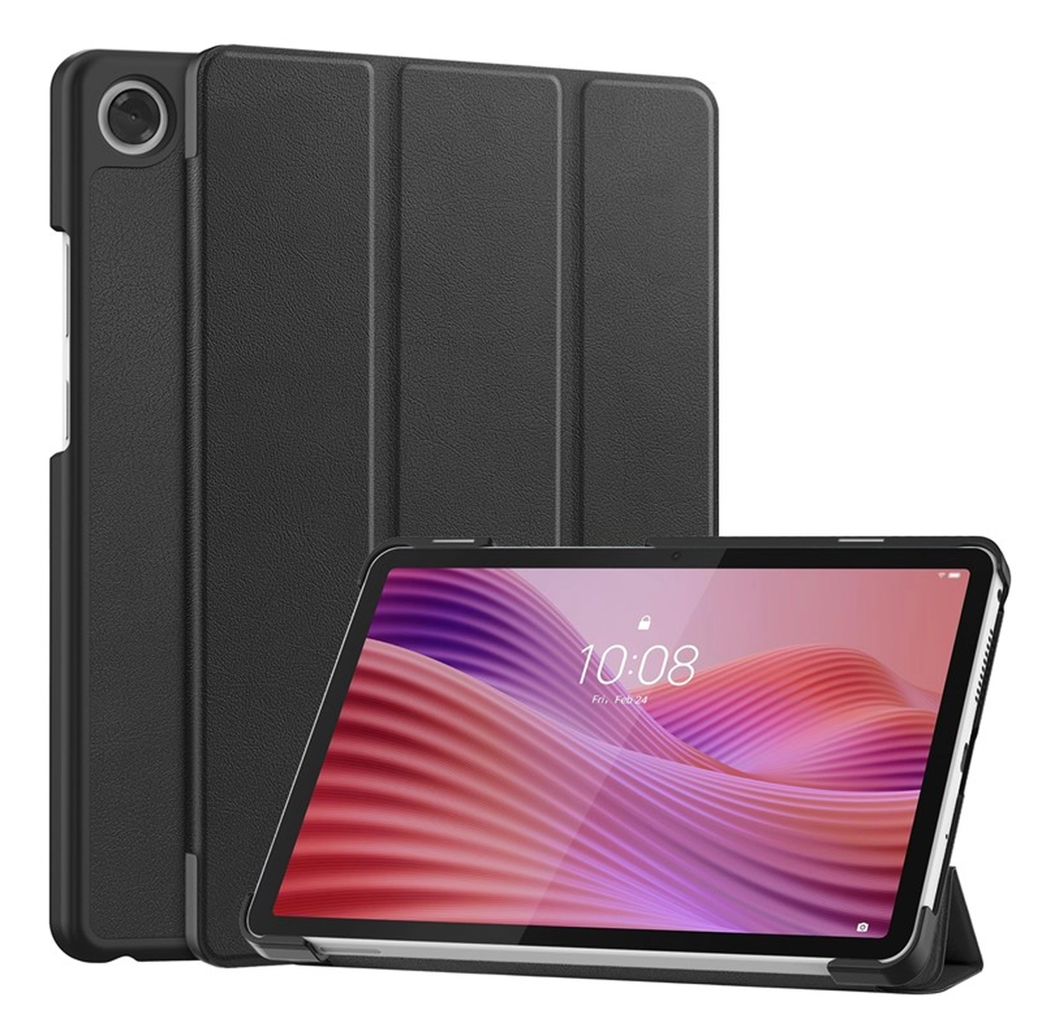 Lenovo Tab One Hoes Tri-Fold Book Case met Standaard Zwart afbeelding 1