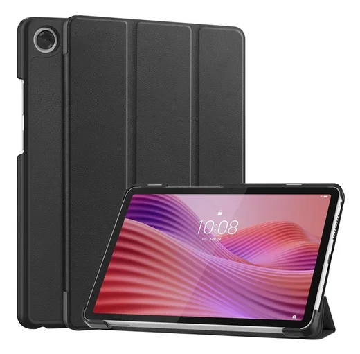 Lenovo Tab One Hoes Tri-Fold Book Case met Standaard Zwart afbeelding 1