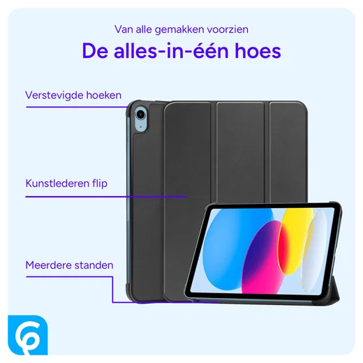 Lenovo Tab One Hoes Tri-Fold Book Case met Standaard Zwart afbeelding 3