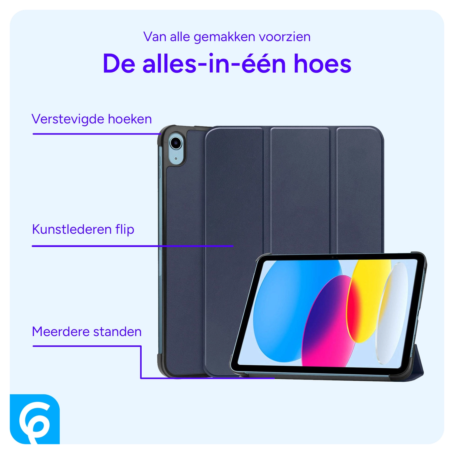 Lenovo Tab One Hoes Tri-Fold Book Case met Standaard Blauw afbeelding 3
