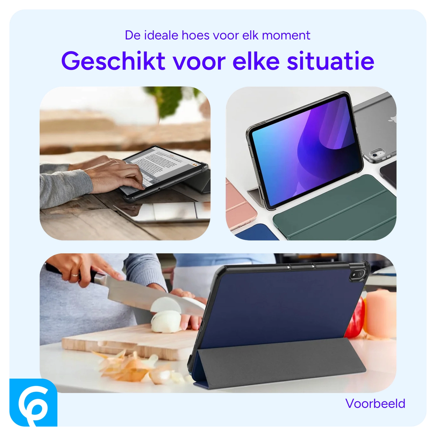 Lenovo Tab One Hoes Tri-Fold Book Case met Standaard Blauw afbeelding 5