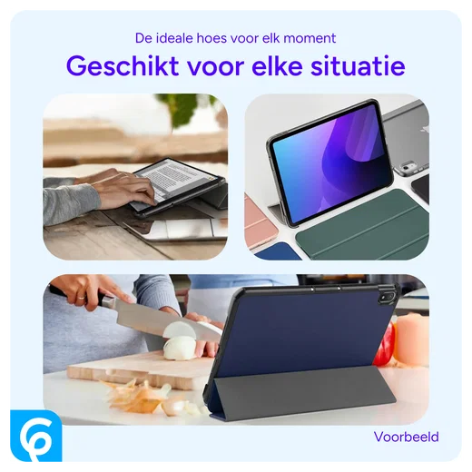 Lenovo Tab One Hoes Tri-Fold Book Case met Standaard Blauw afbeelding 5