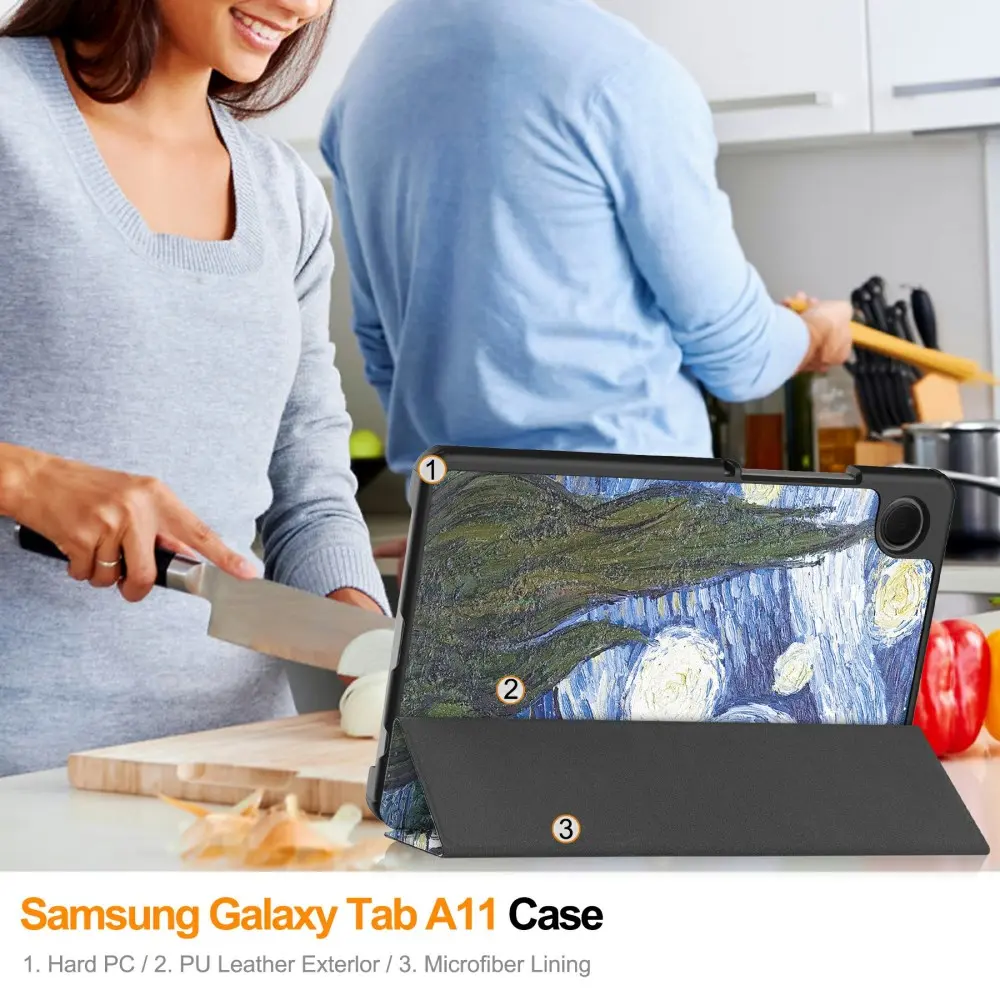 Lenovo Tab One Hoes Tri-Fold Book Case met Standaard Sterrennacht afbeelding 8