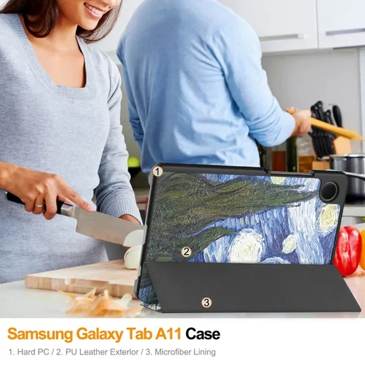 Lenovo Tab One Hoes Tri-Fold Book Case met Standaard Sterrennacht afbeelding 8