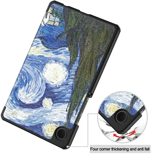 Lenovo Tab One Hoes Tri-Fold Book Case met Standaard Sterrennacht afbeelding 6