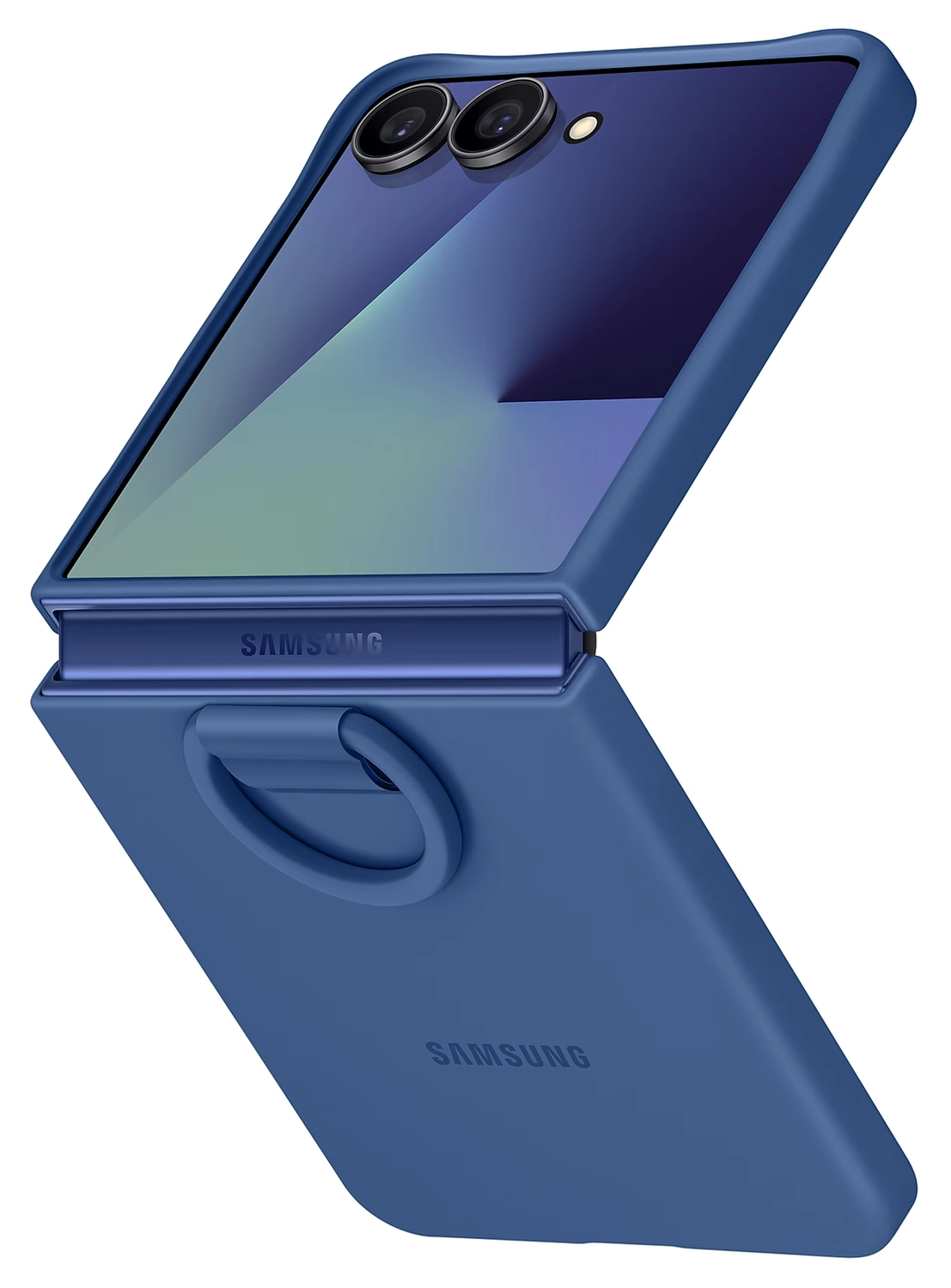 Origineel Samsung Galaxy Z Flip 7 Hoesje Ring Case Siliconen Blauw afbeelding 1