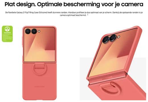 Origineel Samsung Galaxy Z Flip 7 Hoesje Ring Case Siliconen Rood afbeelding 4
