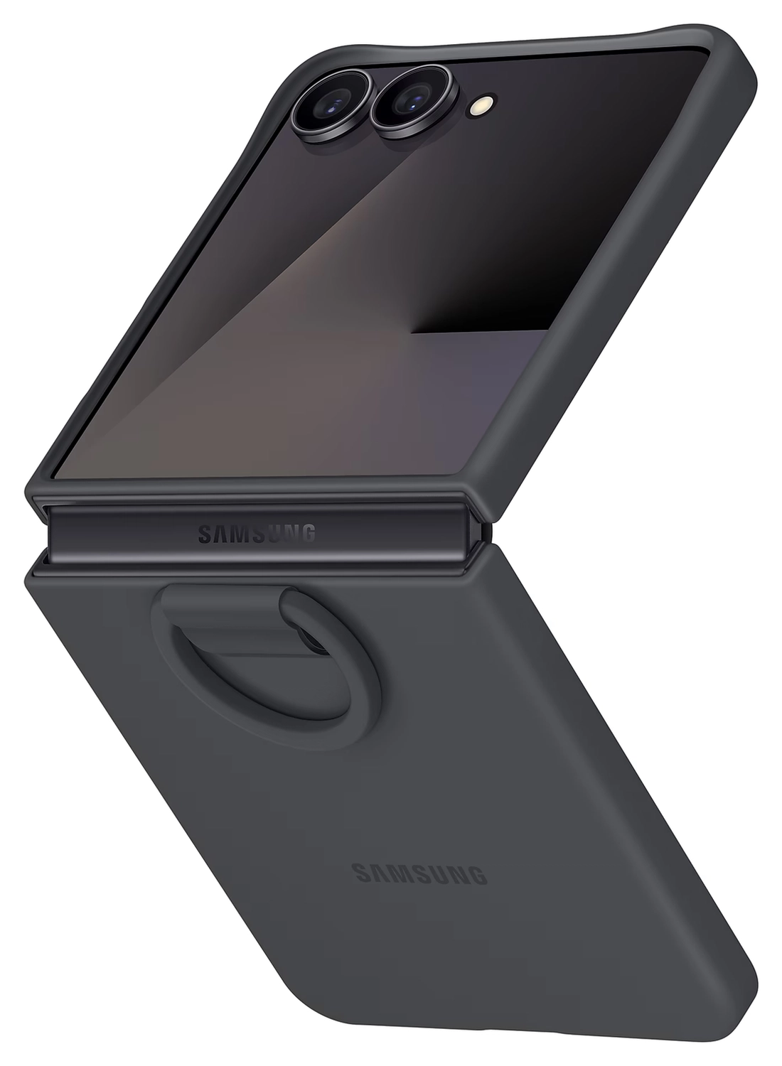 Origineel Samsung Galaxy Z Flip 7 Hoesje Ring Case Siliconen Zwart afbeelding 1