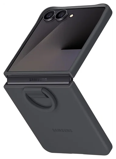 Origineel Samsung Galaxy Z Flip 7 Hoesje Ring Case Siliconen Zwart afbeelding 1