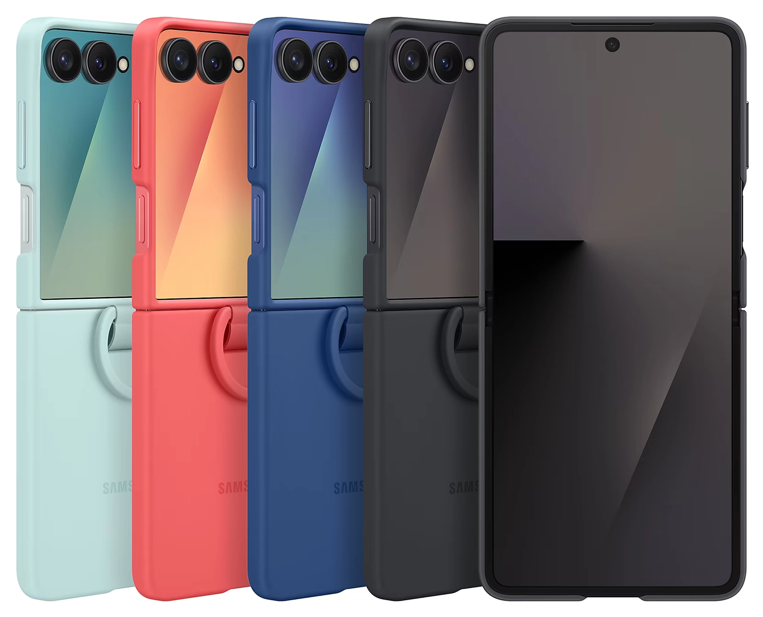 Origineel Samsung Galaxy Z Flip 7 Hoesje Ring Case Siliconen Zwart afbeelding 7