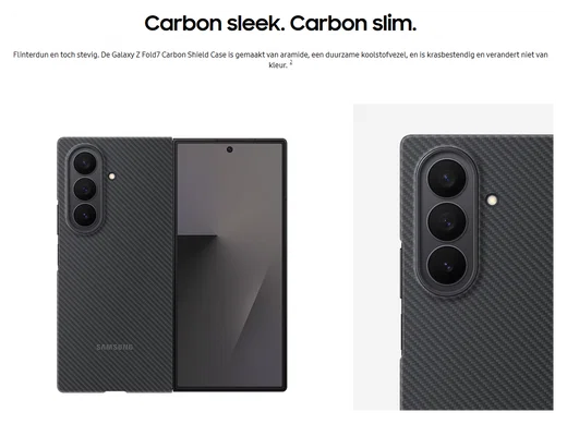 Origineel Samsung Galaxy Z Fold 7 Hoesje Carbon Shield Case Zwart afbeelding 7