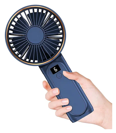 Draagbare Mini Hand Ventilator Oplaadbaar met Nekkoord Blauw afbeelding 2