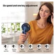 Draagbare Mini Hand Ventilator Oplaadbaar met Nekkoord Blauw afbeelding 3