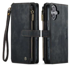 CaseMe C30 Apple iPhone 17 Hoesje Pasjeshouder Book Case Zwart afbeelding