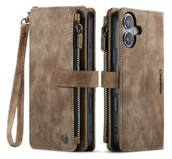 CaseMe C30 Apple iPhone 17 Hoesje Pasjeshouder Book Case Bruin afbeelding