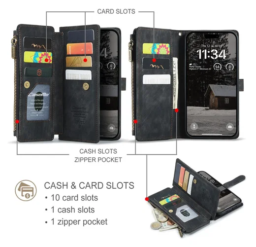 CaseMe C30 Apple iPhone Air Hoesje Pasjeshouder Book Case Zwart afbeelding 3