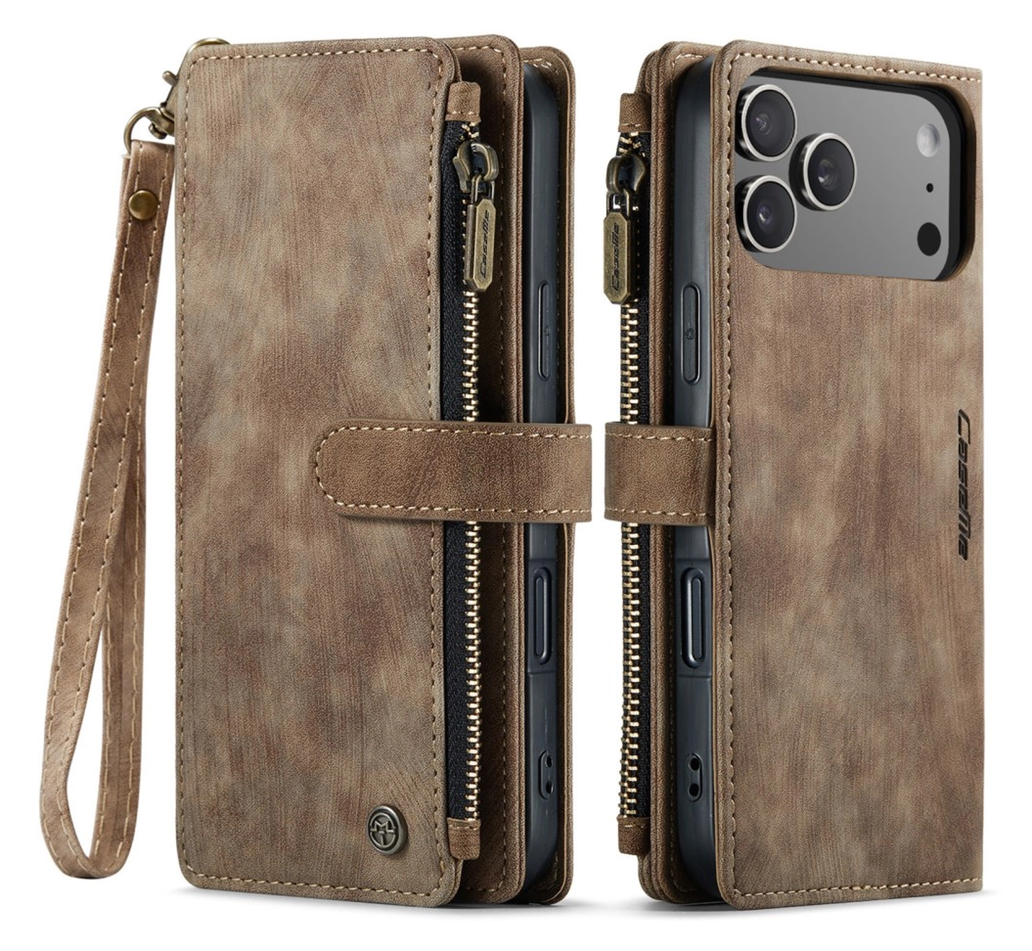 CaseMe C30 Apple iPhone 17 Pro Max Hoesje Pasjeshouder Book Case Bruin afbeelding 1