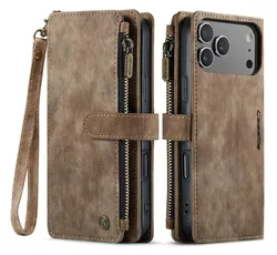 CaseMe C30 Apple iPhone 17 Pro Max Hoesje Pasjeshouder Book Case Bruin afbeelding