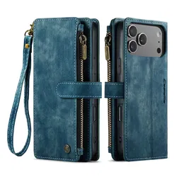 CaseMe C30 Apple iPhone 17 Pro Max Hoesje Pasjeshouder Book Case Blauw afbeelding