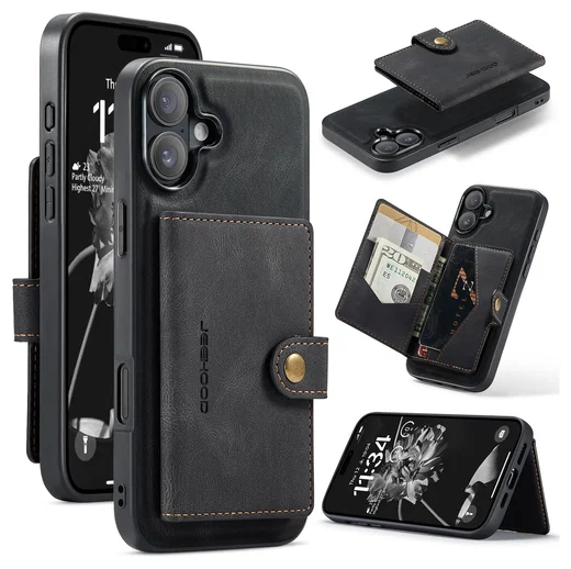 CaseMe JH-01 Apple iPhone 17 Hoesje met Magnetische Kaarthouder Zwart afbeelding 10
