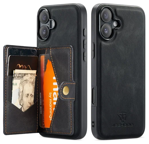 CaseMe JH-01 Apple iPhone 17 Hoesje met Magnetische Kaarthouder Zwart afbeelding 12