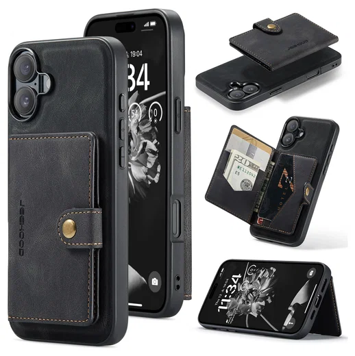 CaseMe JH-01 Apple iPhone 17 Hoesje met Magnetische Kaarthouder Zwart afbeelding 2