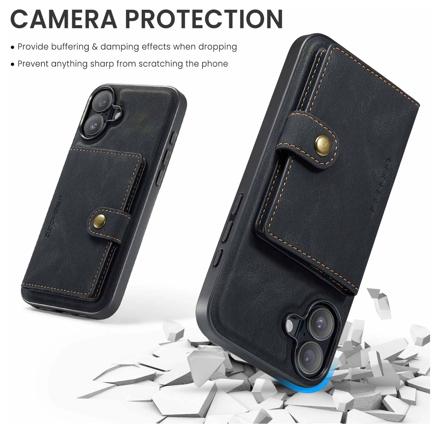CaseMe JH-01 Apple iPhone 17 Hoesje met Magnetische Kaarthouder Zwart afbeelding 7