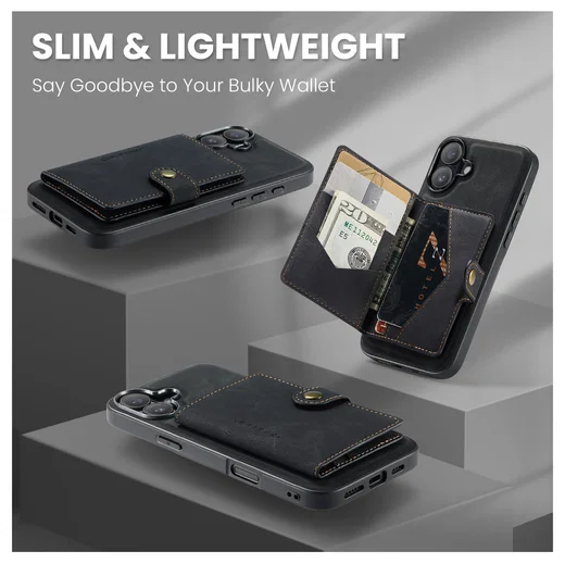 CaseMe JH-01 Apple iPhone 17 Hoesje met Magnetische Kaarthouder Zwart afbeelding 8