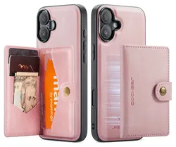 CaseMe JH-01 Apple iPhone 17 Hoesje met Magnetische Kaarthouder Roze afbeelding