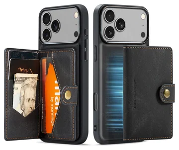 CaseMe JH-01 Apple iPhone 17 Pro Hoesje met Magnetische Kaarthouder Zwart