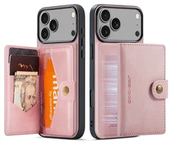 CaseMe JH-01 Apple iPhone 17 Pro Hoesje met Magnetische Kaarthouder Roze afbeelding