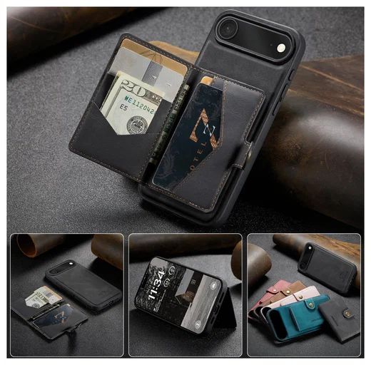 CaseMe JH-01 Apple iPhone Air Hoesje met Magnetische Kaarthouder Zwart afbeelding 2