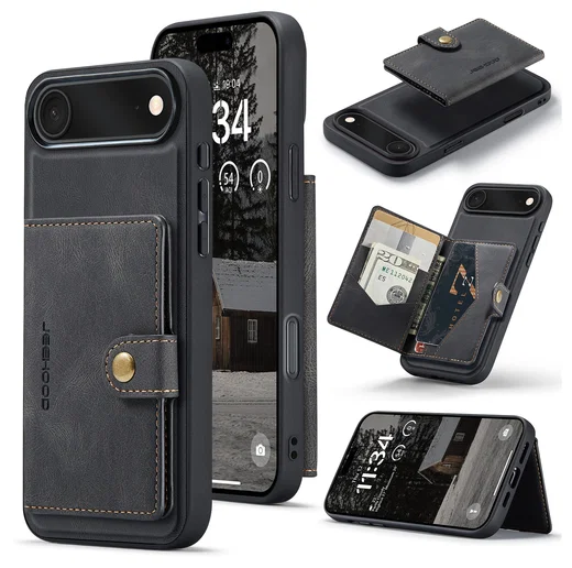 CaseMe JH-01 Apple iPhone Air Hoesje met Magnetische Kaarthouder Zwart afbeelding 3