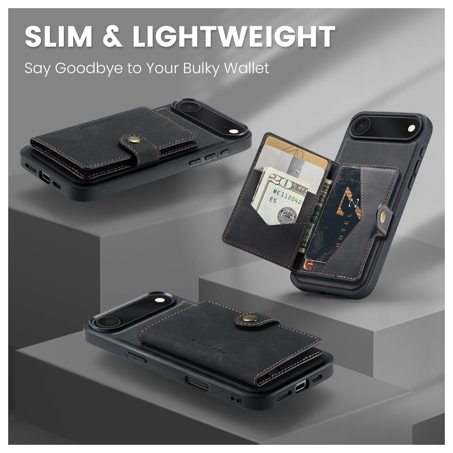 CaseMe JH-01 Apple iPhone Air Hoesje met Magnetische Kaarthouder Zwart afbeelding 9