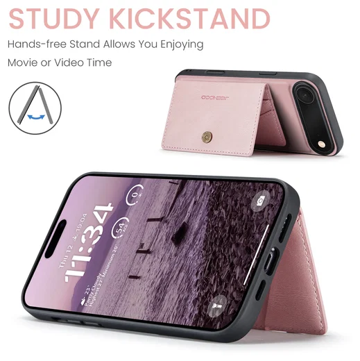 CaseMe JH-01 Apple iPhone Air Hoesje met Magnetische Kaarthouder Roze afbeelding 7
