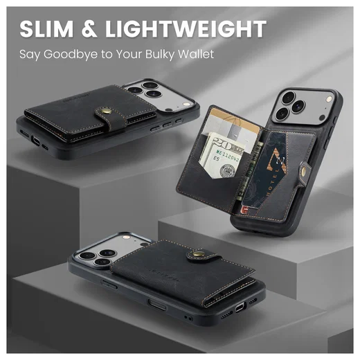 CaseMe JH-01 Apple iPhone 17 Pro Max Hoesje met Magnetische Kaarthouder Zwart afbeelding 8