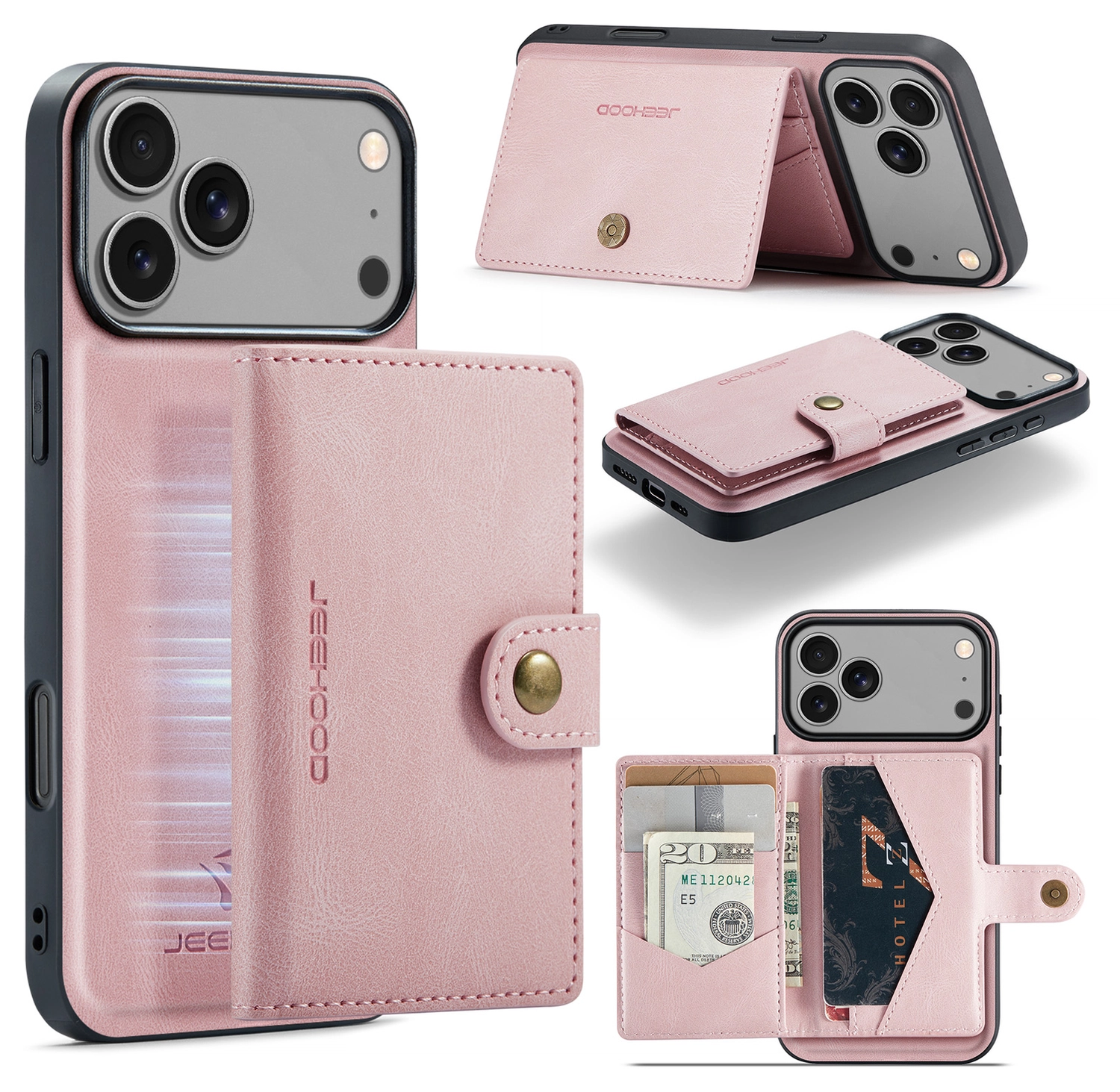CaseMe JH-01 Apple iPhone 17 Pro Max Hoesje met Magnetische Kaarthouder Roze afbeelding 10
