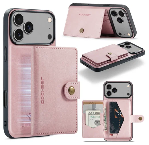 CaseMe JH-01 Apple iPhone 17 Pro Max Hoesje met Magnetische Kaarthouder Roze afbeelding 10